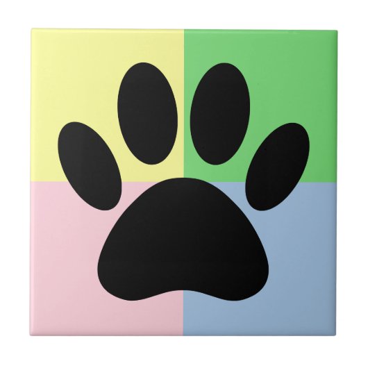 パステルカラーのオーダーメイド犬の足跡プリント タイル (正面)