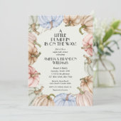 パステルカラーのカボチャのグリーン背景 ベビーシャワー招待状 (スタンド正面)