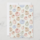 パステルカラーのカボチャのグリーン背景 ベビーシャワー招待状 (裏面)