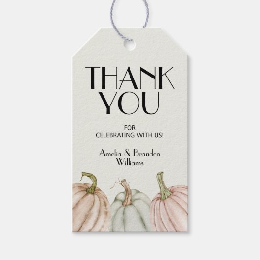 パステルカラーのカボチャ　男女問わないベビーシャワーのお礼ギフト ギフトタグ (正面)