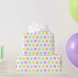 パステルカラーのカラフルな誕生日コンフェティ ラッピングペーパー