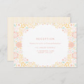 パステルカラーのカンディー フラワー ウェディング レセプション カード (正面/裏面)