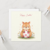 パステルカラーのキャピバラを持つイースターカード カード (正面/裏面インサイチュ)