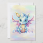 パステルカラーのキュートなドラゴン娘の誕生日パーティー 招待状 (裏面)