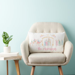 パステルカラーのキリスト降誕のシーンのオーダーメイドグッズ ランバークッション