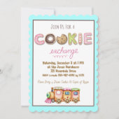 パステルカラーのクッキー交換会の招待状、ホリデーベーキング交換会 招待状 (正面)