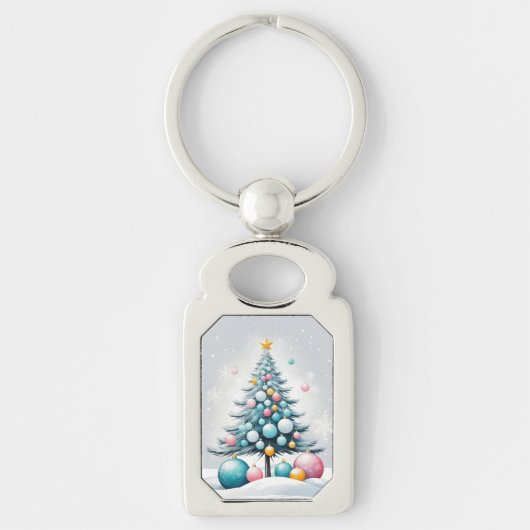 パステルカラーのクリスマスオーナメント キーホルダー (正面)
