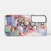 パステルカラーのクリスマスツリーとプレゼント SAMSUNG GALAXYケース (裏面横)