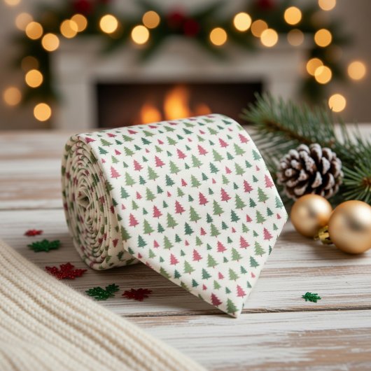 パステルカラーのクリスマスツリー ネクタイ