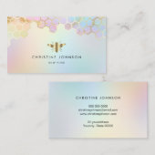 パステルカラーのグラデーションにハニカムビーロゴ 名刺 (正面/裏面)