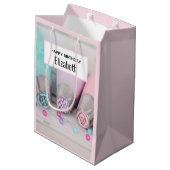 パステルカラーのケーキデコレーション ツール 誕生日 ミディアムペーパーバッグ (裏面アングル)