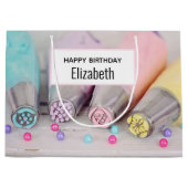 パステルカラーのケーキデコレーション ツール 誕生日 ラージペーパーバッグ (正面)