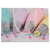 パステルカラーのケーキデコレーション ツール 誕生日 ラージペーパーバッグ (裏面)