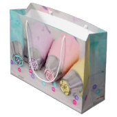 パステルカラーのケーキデコレーション ツール 誕生日 ラージペーパーバッグ (裏面アングル)