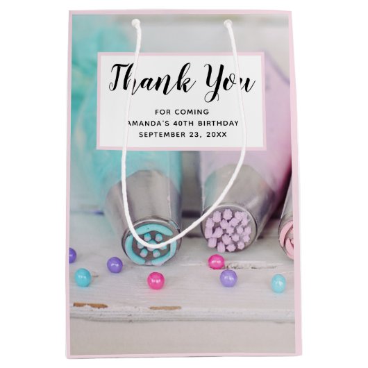 パステルカラーのケーキデコレーション ツール 誠にありがとうございます ミディアムペーパーバッグ (正面)