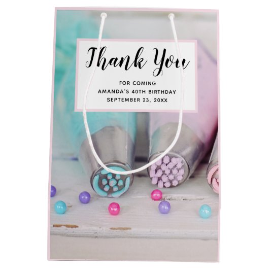 パステルカラーのケーキデコレーション ツール 誠にありがとうございます ミディアムペーパーバッグ (裏面)