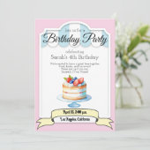 パステルカラーのケーキ、誕生日パーティーの招待状 招待状 (スタンド正面)