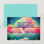 パステルカラーのコットンキャンディー雲 ウェディング受付確認 出欠カード (正面/裏面)