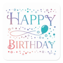 パステルカラーのコンフェッティと風船のハッピー バースデー