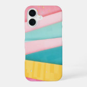 パステルカラーのコンフェティ ストライプ iPhone 16ケース (裏面)
