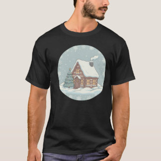 パステルカラーのコージィーキャビン - やわらかな冬の雰囲気グラフィック Tシャツ