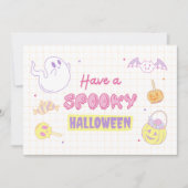 パステルカラーのゴーストとキャンディでハロウィンを楽しもう シーズンカード (正面)