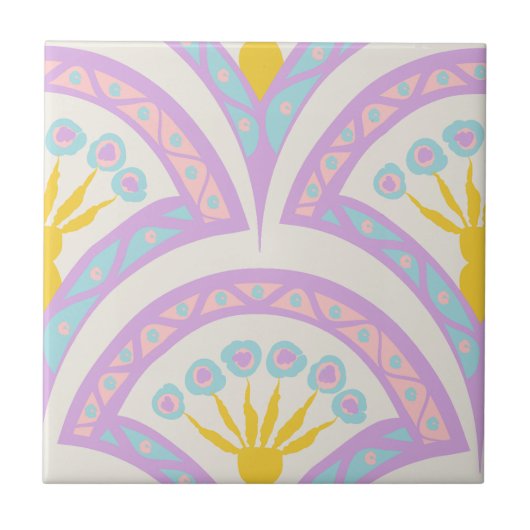 パステルカラーのシェルパターン タイル (正面)