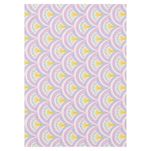 パステルカラーのシェルパターン テーブルクロス (正面)