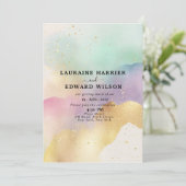 パステルカラーのシンプルで繊細なテーマの水彩画 招待状 (スタンド正面)