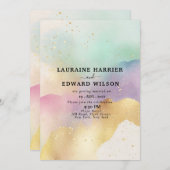 パステルカラーのシンプルで繊細なテーマの水彩画 招待状 (正面/裏面)
