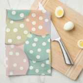 パステルカラーのシームレスな水玉模様パターン キッチンタオル (四つ折り)