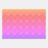 パステルカラーのスターフィッシュシーシェルスケッチパターン ラッピングペーパーシート (正面3)