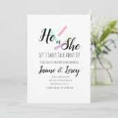 パステルカラーのスパンコール　性別発表　彼か彼女か 招待状 (スタンド正面)