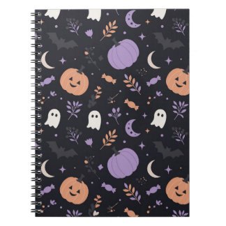 パステルカラーのスプーキーでかわいいハロウィンパターンのノート ノートブック