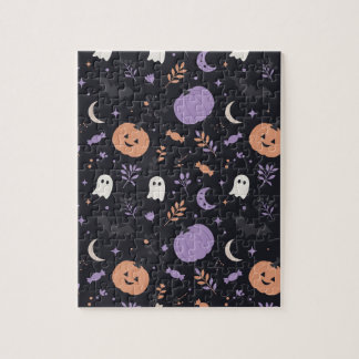 パステルカラーのスプーキーでかわいいハロウィンパターンパズル ジグソーパズル