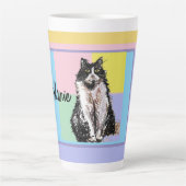 パステルカラーのタキシード猫 ネコ 女性向け カフェラテマグ (正面)
