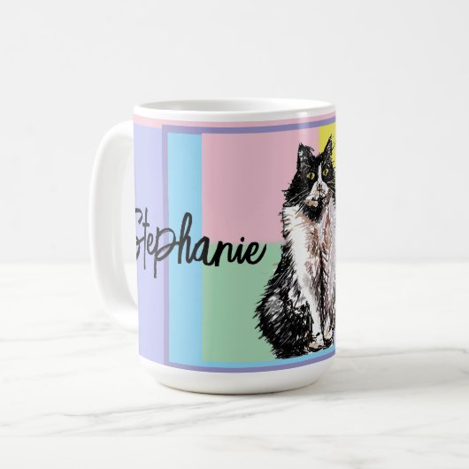 パステルカラーのタキシード猫 レディース コーヒーマグカップ (正面左)