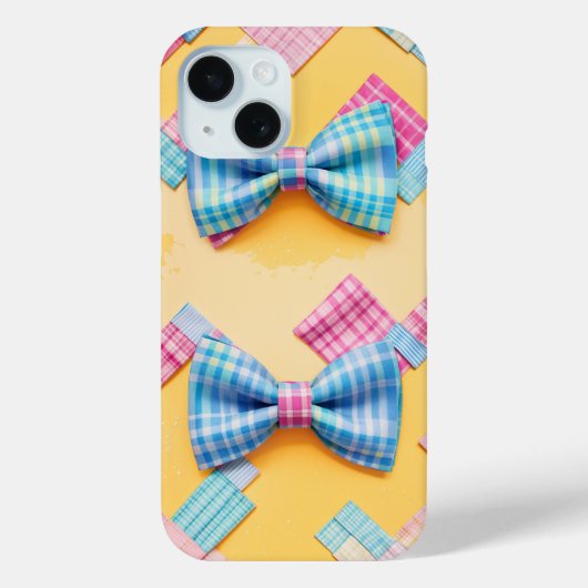 パステルカラーのチェックのキュートなネクタイ Case-Mate iPhoneケース (裏面)
