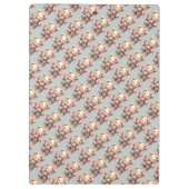 パステルカラーのテディベアが花を持ってオーバーオールを着ている クリップボード (裏面)