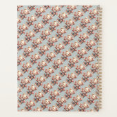 パステルカラーのテディベアが花を持ってオーバーオールを着ている プランナー手帳 (裏面)