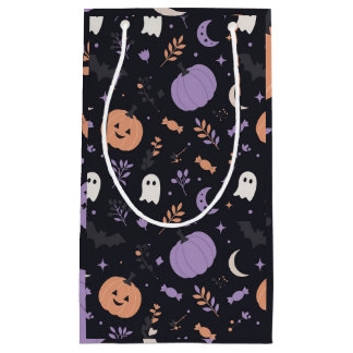 パステルカラーのハロウィンパターンギフトバッグ スモールペーパーバッグ