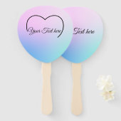 パステルカラーのハートのトップが付いた扇 ハンドファン (正面&裏面)