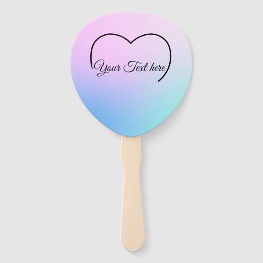 パステルカラーのハートのトップが付いた扇 ハンドファン (正面)