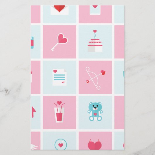 パステルカラーのバレンタインデー 便箋 (正面)