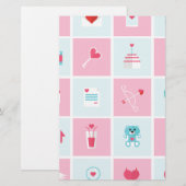 パステルカラーのバレンタインデー 便箋 (正面/裏面)