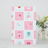 パステルカラーのバレンタインデー 便箋 (スタンド正面)