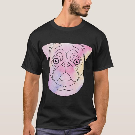 パステルカラーのパグ Tシャツ (正面)