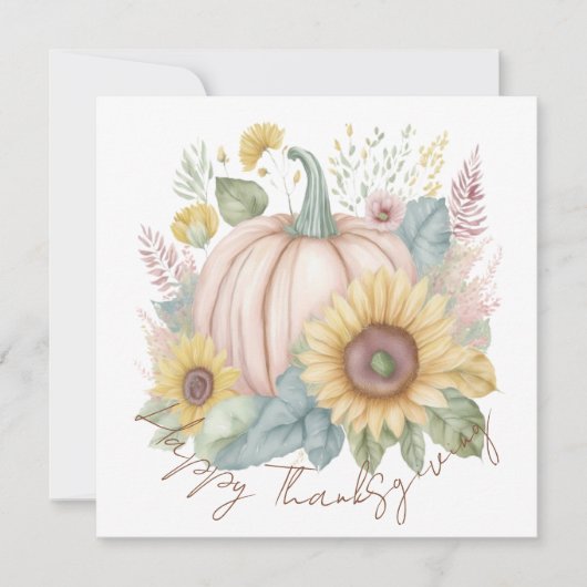 パステルカラーのパンプキンとボヘミアンフラワーのカスタム シーズンカード (正面)
