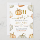 パステルカラーのパンプキン　男女兼用　オーベイビー　ベイビーシャワー 招待状 (正面)