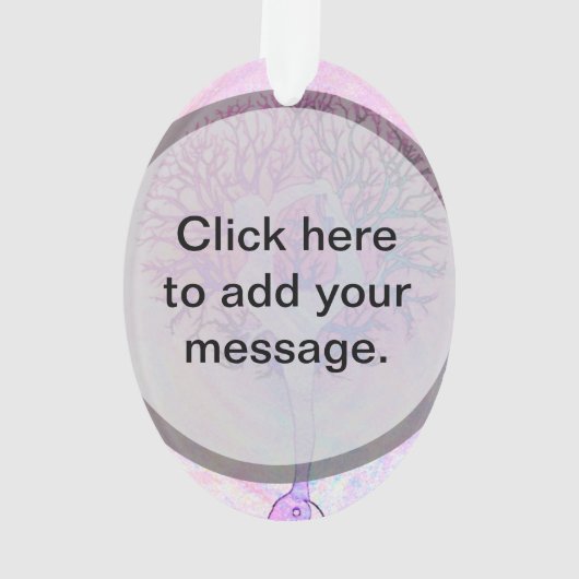 パステルカラーのピンクのヨガの木の女性 オーナメント (裏面)